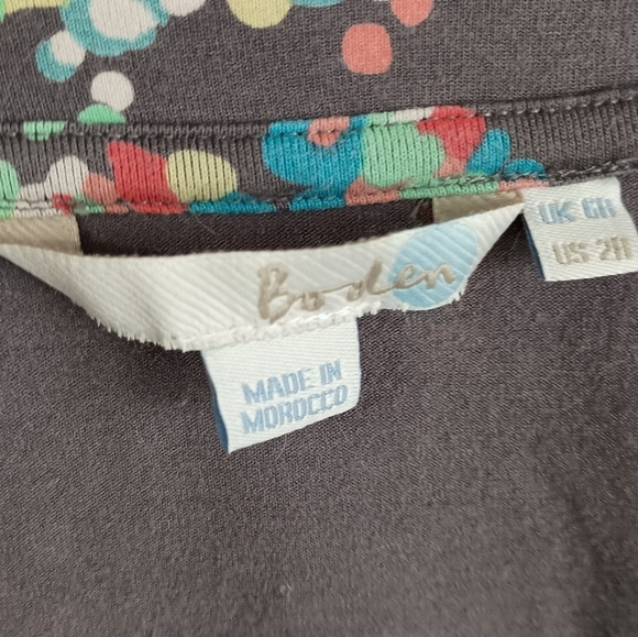 BODEN Jersey V Neck Dress in Cocoa with Bright Floral Design Size US 2 - Picture 4 of 6